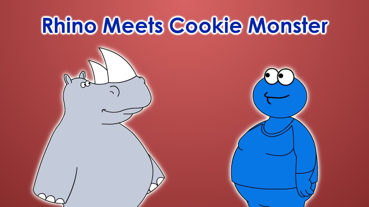 Rhino Meets Cookie Monster