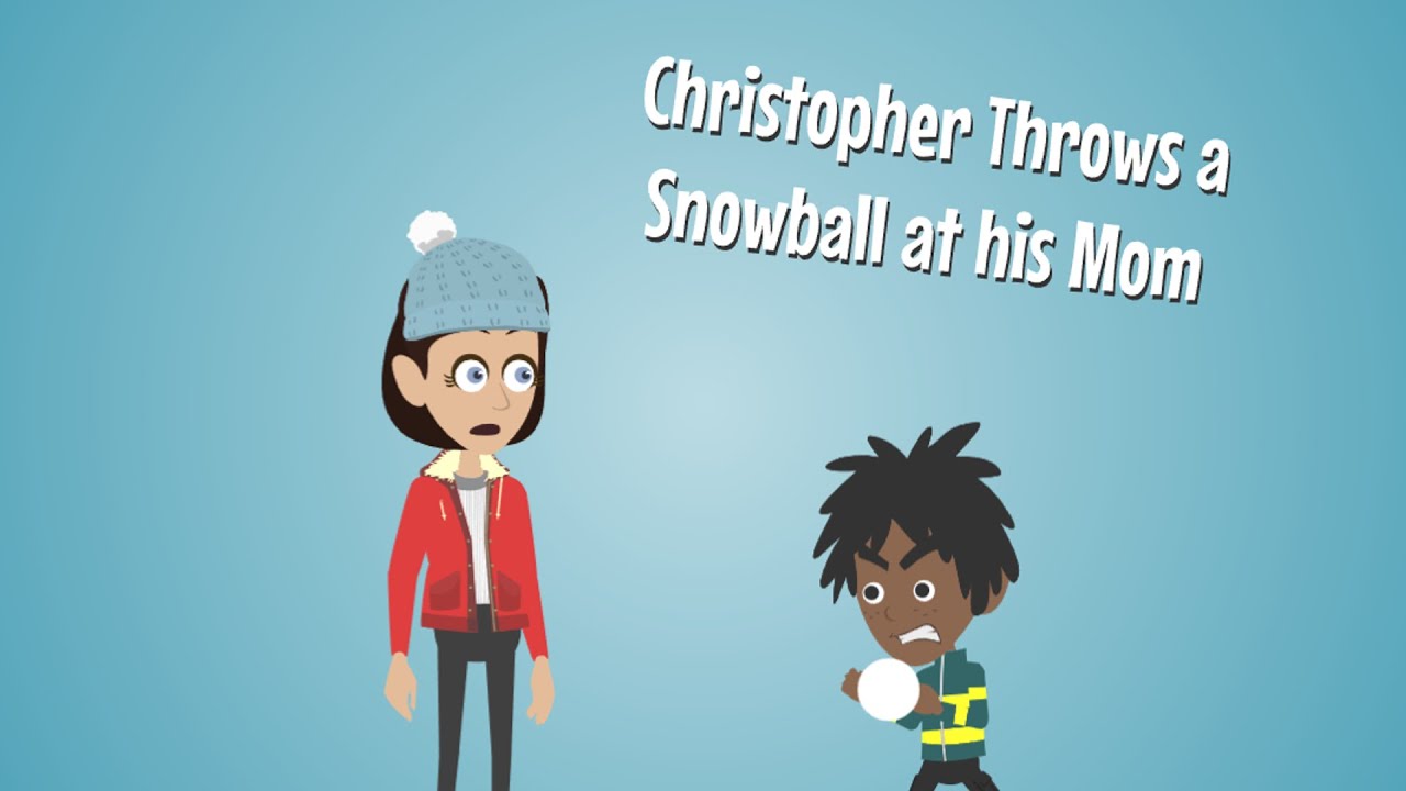 Christopher Throws a Snowball at his Mom